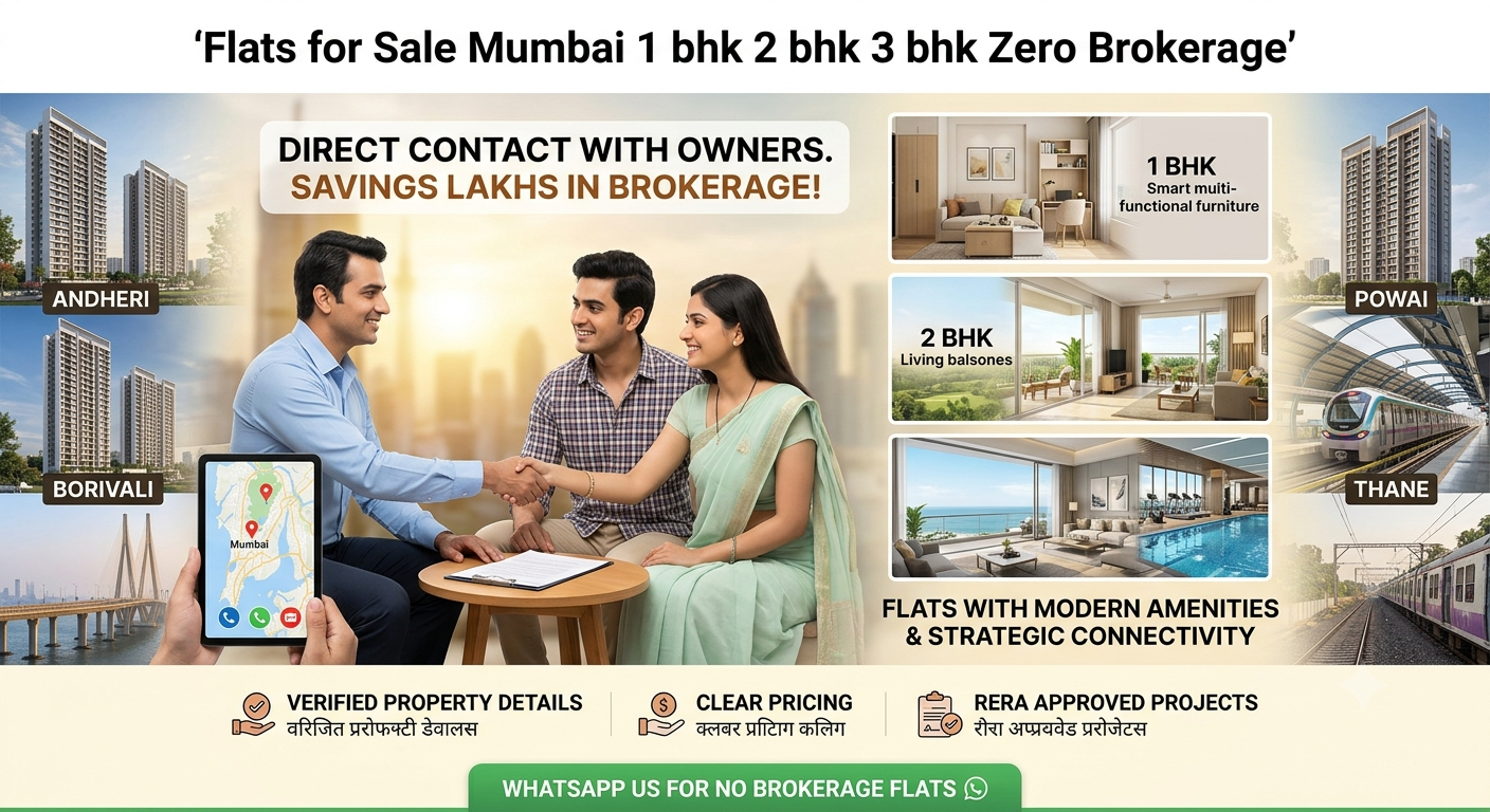 Flats for Sale Mumbai 1 bhk 2 bhk 3 bhk Zero Brokerage
